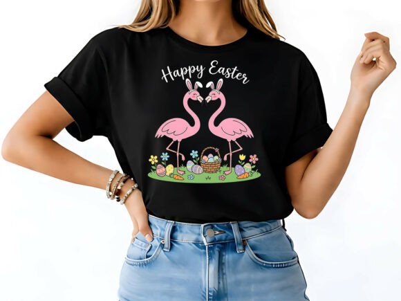 Charming Easter Flamingo Design for Spring Apparel
