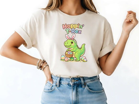 Hoppin T-Rex Easter T-Shirt Design: A Festive Spring Essential
