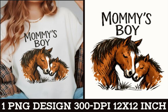 Mommy's Boy Horse T-Shirt PNG: A Heartfelt Design for Creators
