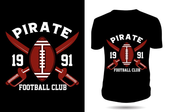 Pirate American Football Tshirt Design: Set Sail with Bold Graphics