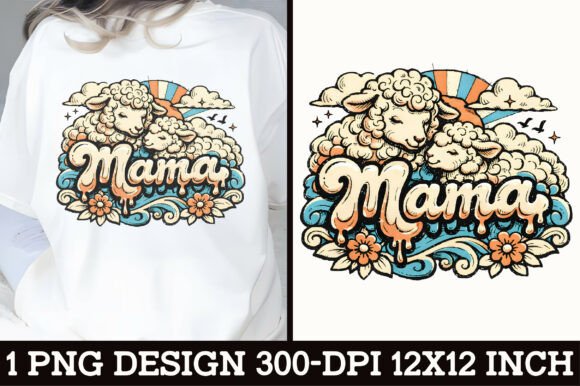 Sheep Mama Vintage T-Shirt Design: A Rustic Charm for Creators